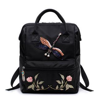 Applique Embroidered Oxford Backpack