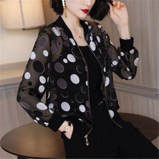 Dotted Chiffon Bomber Jacket