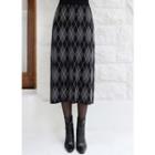 H-line Long Argyle Knit Skirt