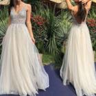 Spaghetti Strap Sequin A-line Evening Dress