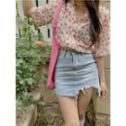 Short-sleeve Floral Printed Shirt Pink - One Size