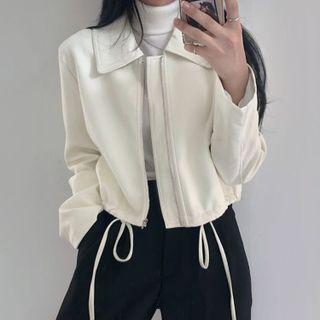 Lapel Zip Leather Jacket