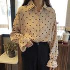 Long-sleeve Polka Dot Shirt Almond - One Size