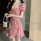 Butterfly Printed Off-shoulder Dress