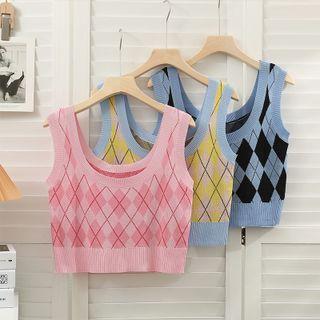 Argyle Slim-fit Crop Tank Top