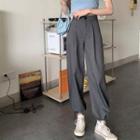Straight-cut Wide-leg Drawstring Pants