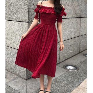 Ruffle Off-shoulder A-line Dress