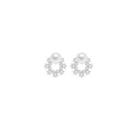 Faux Pearl Circle Stud Earring 1 Pair - S925 Silver - White - One Size