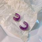 Resin Open Hoop Earring 1 Pair - Stud Earring - S925 Silver Needle - Purple - One Size