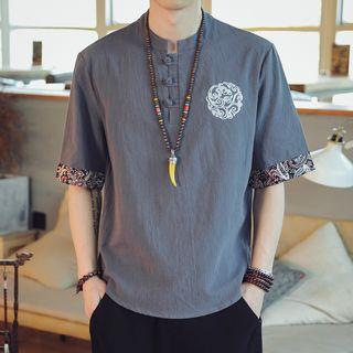 Elbow-sleeve Linen Top / Harem Pants