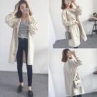 Plain Stand-collar Loose-fit Long Jacket