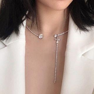 Rhinestone Cross Necklace As Shown In Figure - One Size