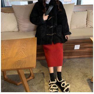 Fleece Toggle Coat Black - One Size