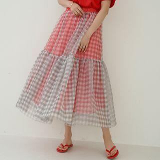 Band-waist Tulle Layered Skirt