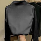 Long-sleeve Mock Neck Fleece T-shirt