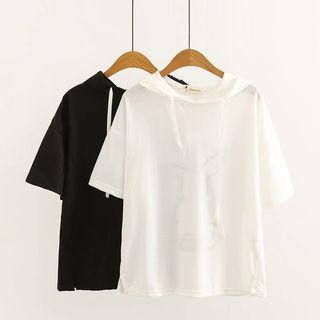 Elbow-sleeve Rabbit Embroidery Hoodie
