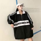 Mock-neck Zip-up Oversized Sweatshirt