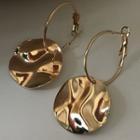 Disc Dangle Hoop Earring K63 - 1 Pair - Gold - One Size