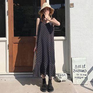 Dot Sleeveless Dress As Figure - One Size