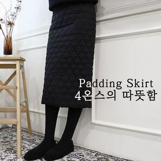Slit-back Quilted H-line Skirt