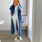 Cap-sleeve Open-front Maxi Cardigan