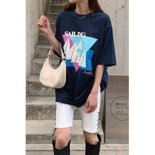 Sailing Printed Color-block T-shirt
