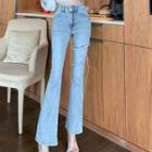 High Waist Tie-strap Flared Jeans