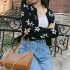 White Floral Knit Cardigan