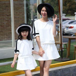 Family Matching Set: Elbow-sleeve T-shirt + A-line Skirt