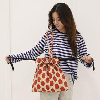 Polka Dot Canvas Drawstring Tote Bag Polka Dot - Red - One Size