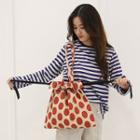 Polka Dot Canvas Drawstring Tote Bag Polka Dot - Red - One Size