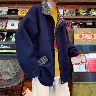 Letter Embroidered Woolen Coat