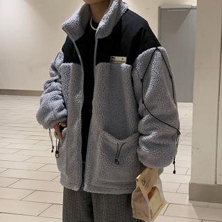 Couple Matching Two-tone Fleece Zip-up Jacket