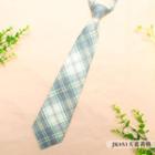 Plaid Neck Tie Jk053 - Grayish Blue - One Size