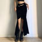 Shirred Irregular Mini Skirt