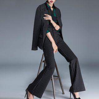 Set: Striped Blazer + Striped Boot-cut Dress Pants