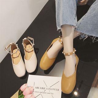 Beaded Ankle Strap Mary Jane Flats