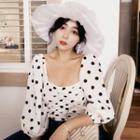 Dotted Shirred Cropped Blouse