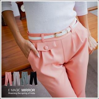 Pleated Chiffon Pants Light Orange - One Size