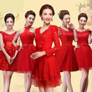 Flower Applique / Lace Bridesmaid Dress