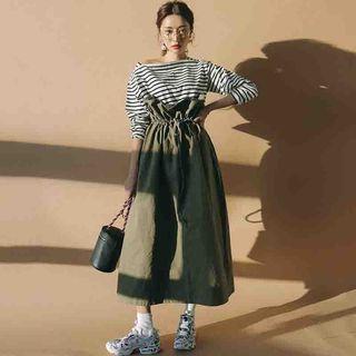 High-waist Drawstring Midi Skirt