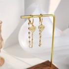 Heart Chain Dangle Earring 1 Pair - Gold - One Size