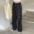 Halter-neck Tank Top / Heart Print Wide Leg Pants