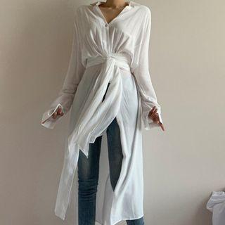 Tie-waist Midi Shirt