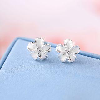 925 Sterling Silver Flower Earring 1 Pair - 925 Silver - Flower - Silver - One Size