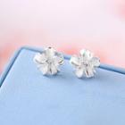 925 Sterling Silver Flower Earring 1 Pair - 925 Silver - Flower - Silver - One Size