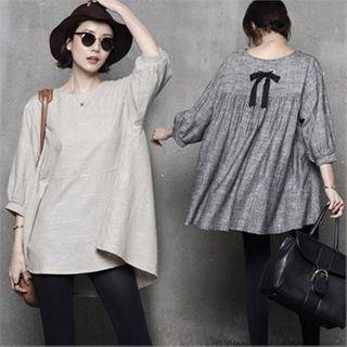 Balloon-sleeve Bow-back A-line Top