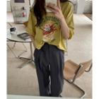 Short-sleeve Printed T-shirt Lemon Yellow - One Size