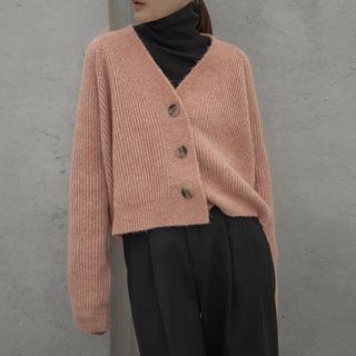 Raglan V-neck Ribbed Cardigan