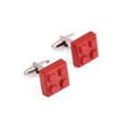 Simple Personality Red Square Building Block Cufflinks Silver - One Size